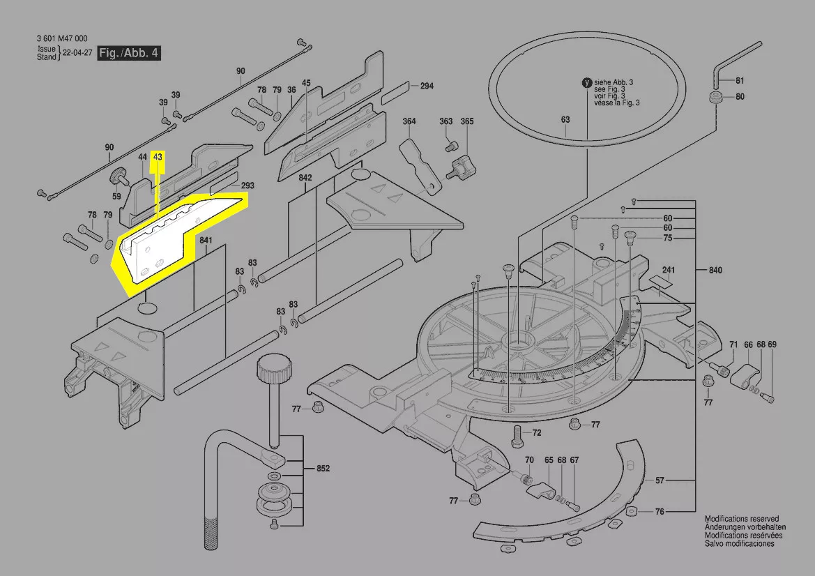 support gauche règle glissière réf. 1 609 B04 183 Bosch